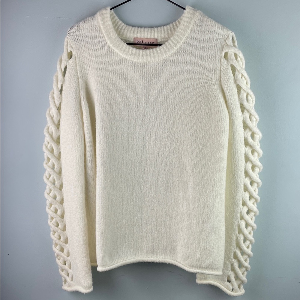 Philosophy Wool Blend Sweater with Braided Sleeves Size S